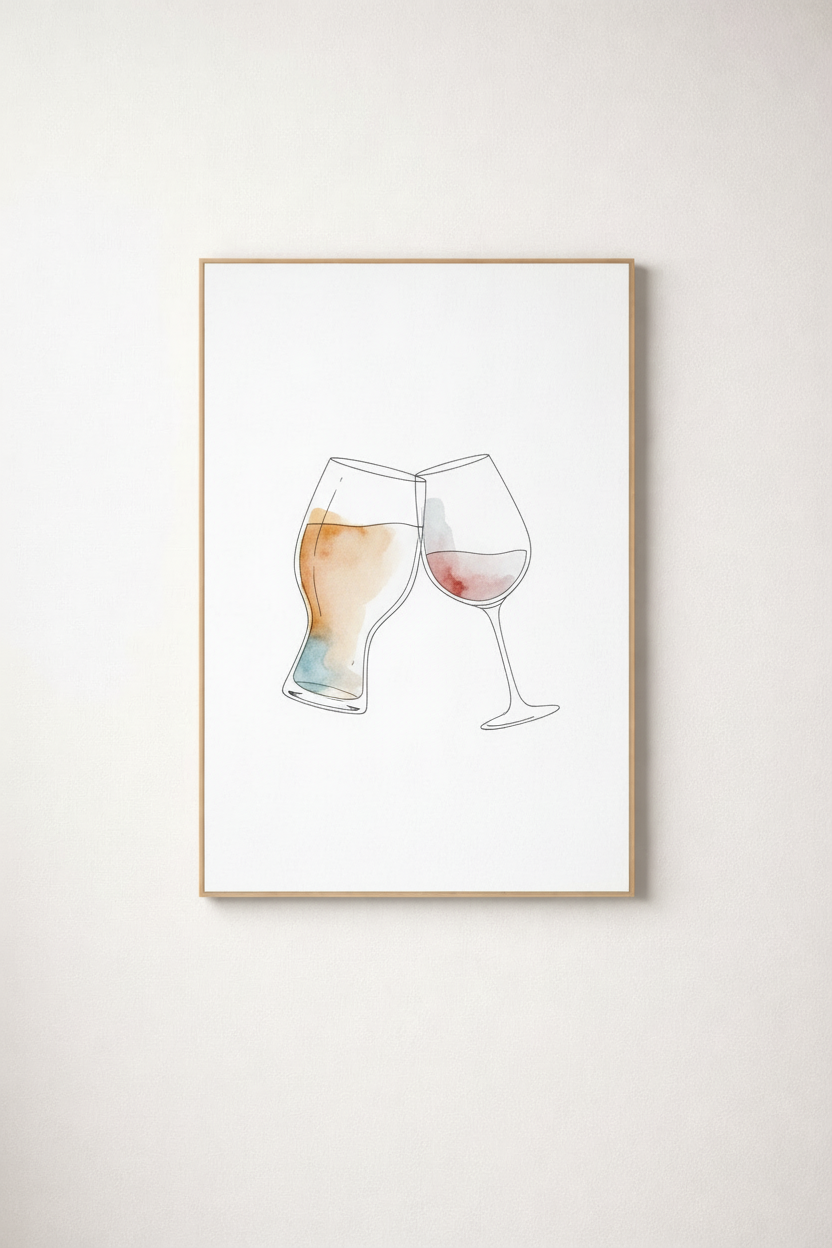 AI Canvas 50x70 cm - En öl som skålar med en vinglas